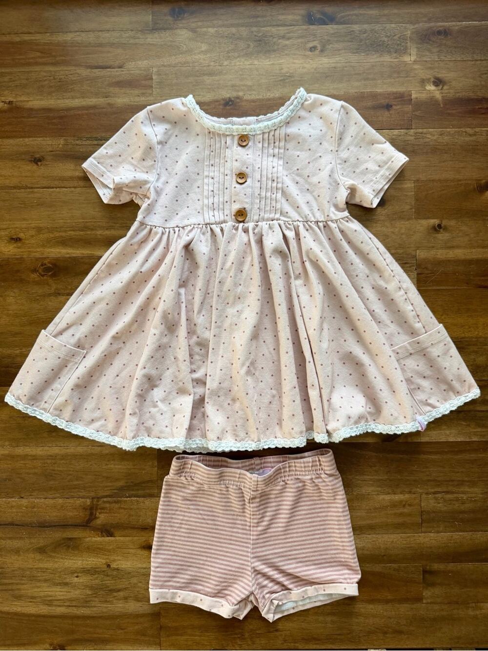 SweetHoney Girls Out To Play Set Soft Plum Dot 4T Knit Short Sleeve Shorts